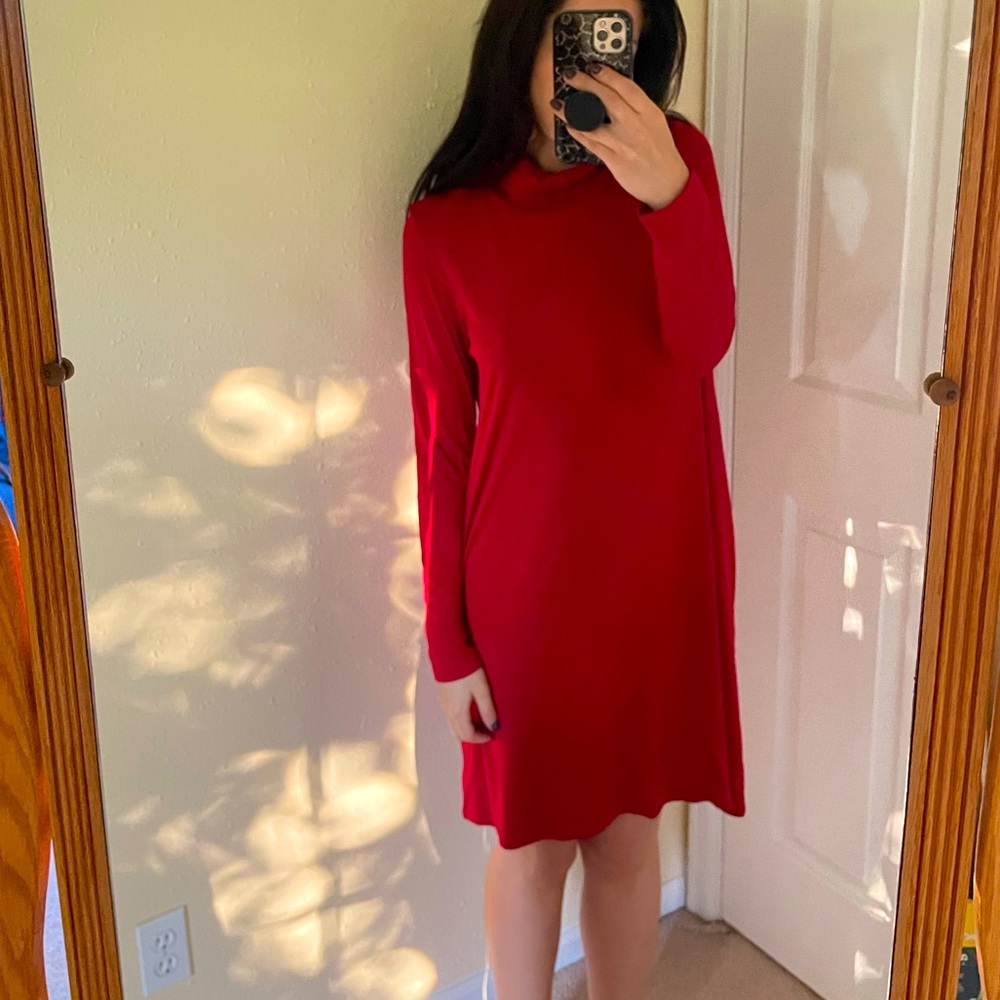 Red Turtleneck Dress, with pockets!